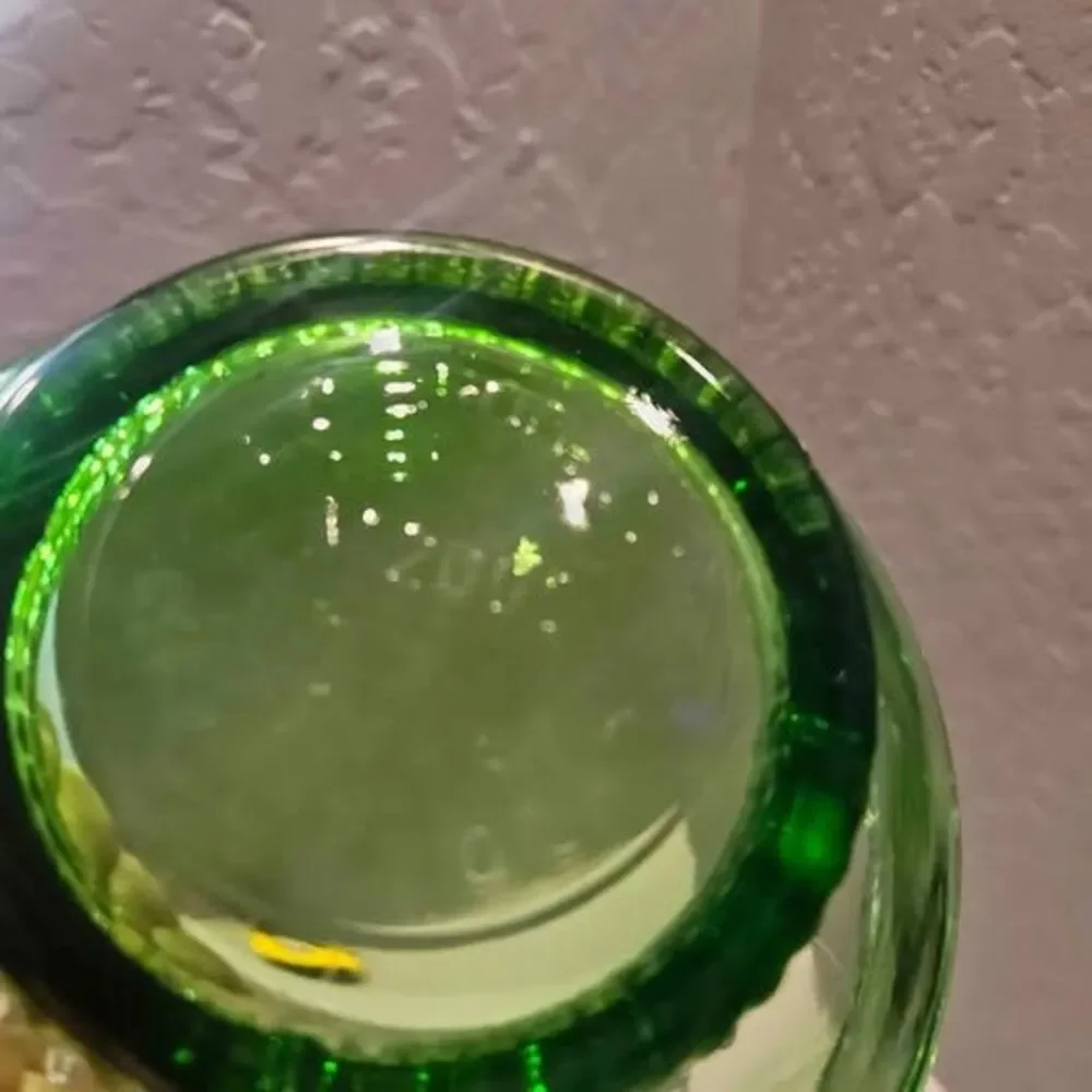Vintage 1950s EO Brody Green Glass Scalloped Console Bowl